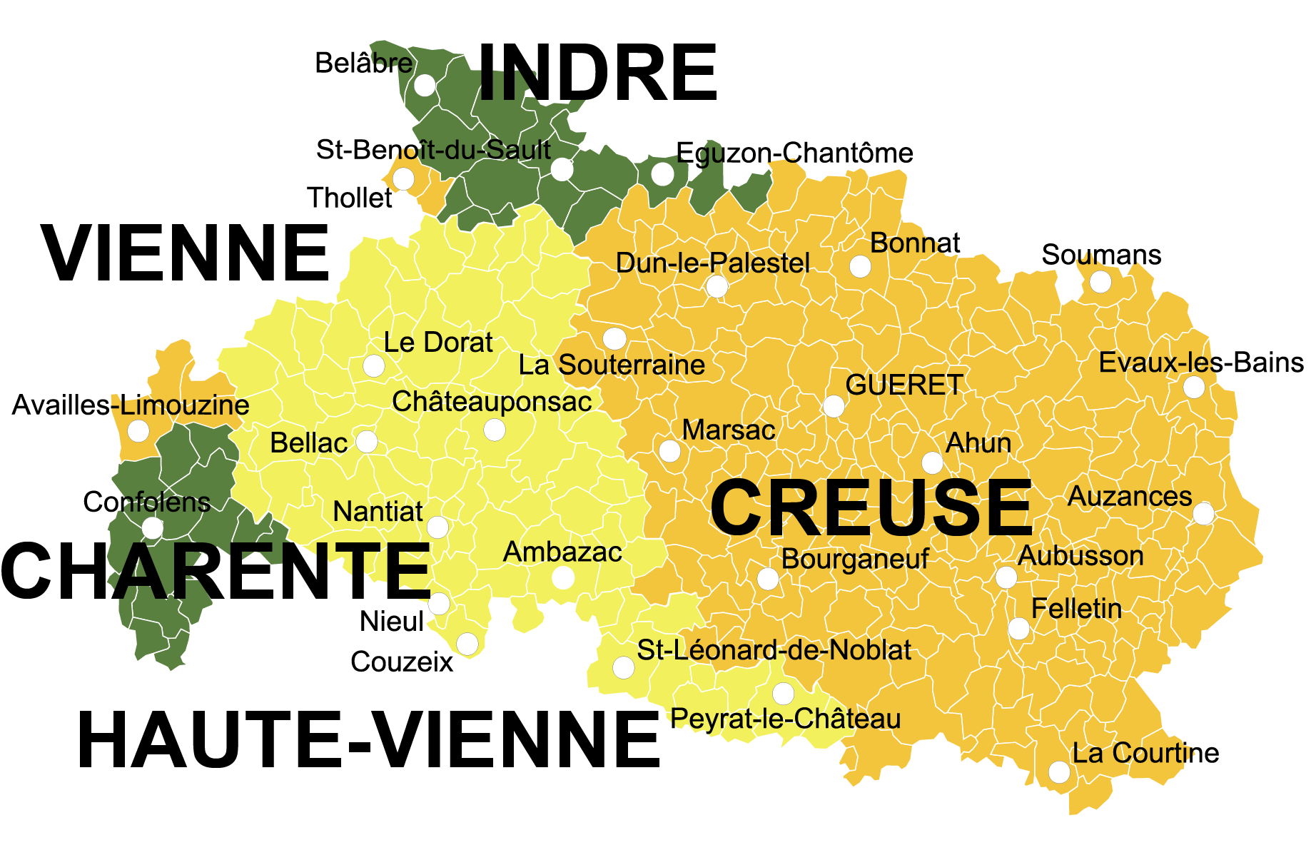 Carte de l'ancienne province de la Marche occitane